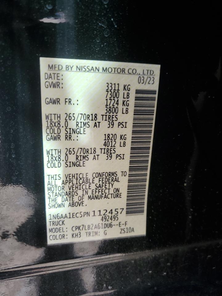 2023 Nissan Titan S VIN: 1N6AA1EC5PN112457 Lot: 85356355