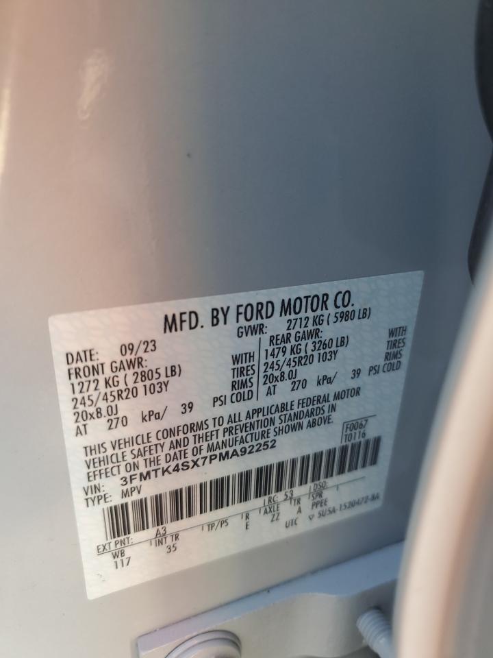 2023 Ford Mustang Mach-E Gt VIN: 3FMTK4SX7PMA92252 Lot: 85679965