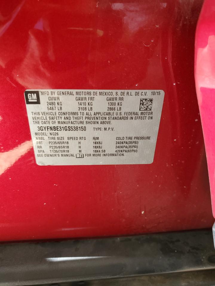 2016 Cadillac Srx Luxury Collection VIN: 3GYFNBE31GS538150 Lot: 86646415