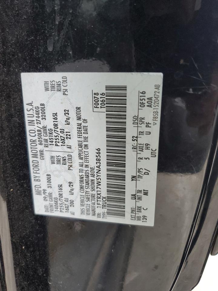 2000 Ford F150 VIN: 1FTRX17W5YNA38566 Lot: 89711855