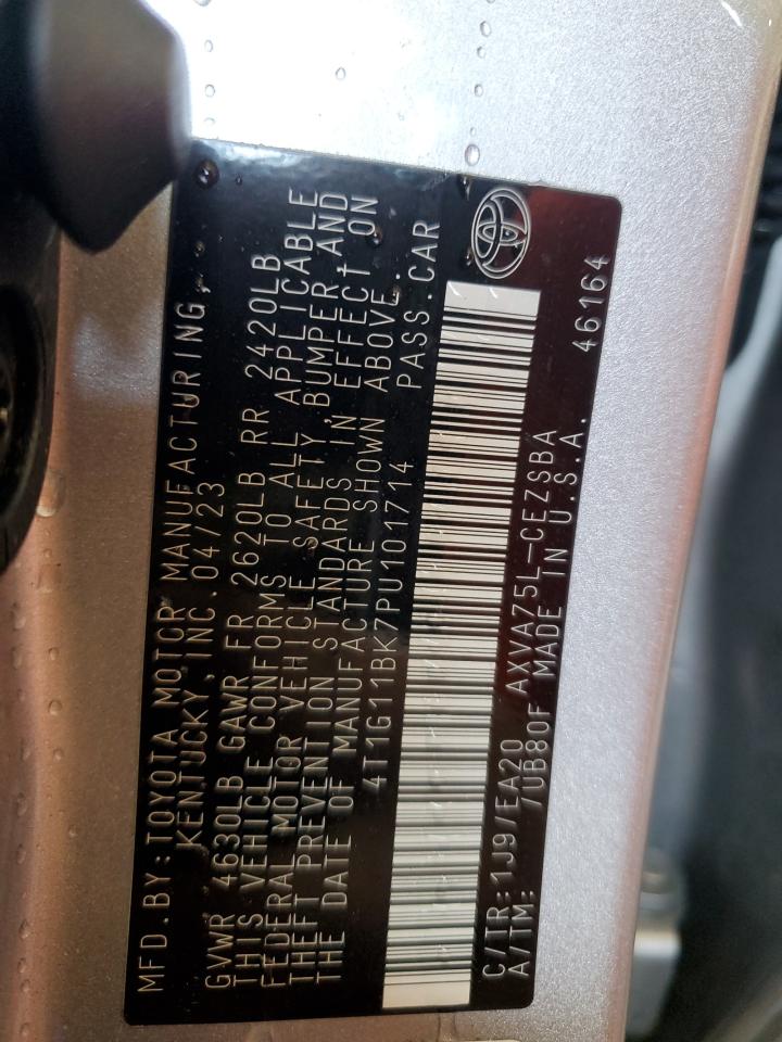 2023 Toyota Camry Se Night Shade VIN: 4T1G11BK7PU101714 Lot: 85187835