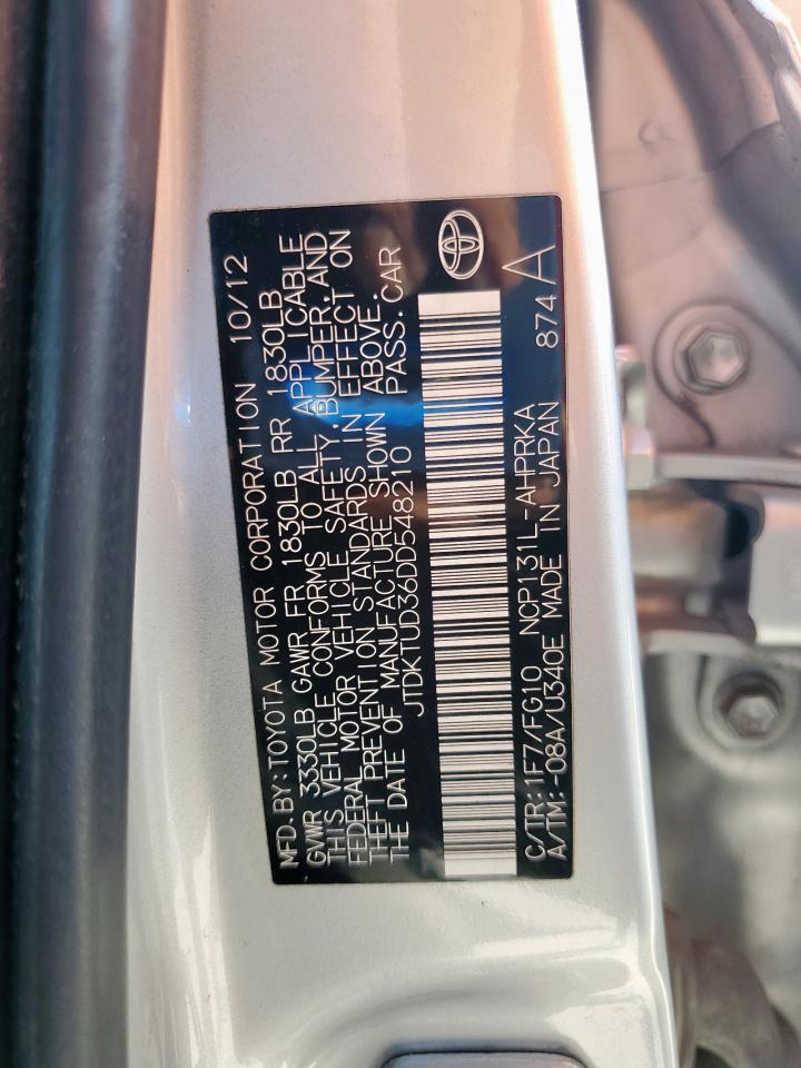 2013 Toyota Yaris VIN: JTDKTUD36DD548210 Lot: 86596105