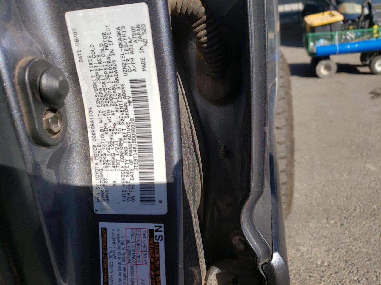 2005 Toyota 4Runner Sr5 VIN: JTEBT14R150056028 Lot: 86181535