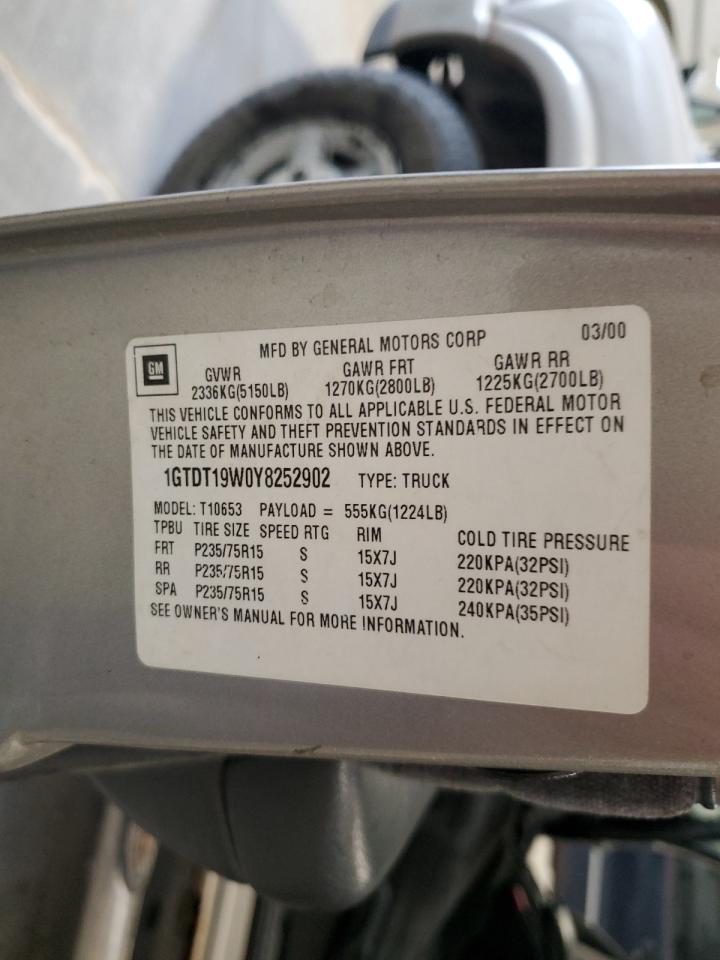 2000 GMC Sonoma VIN: 1GTDT19W0Y8252902 Lot: 87486215