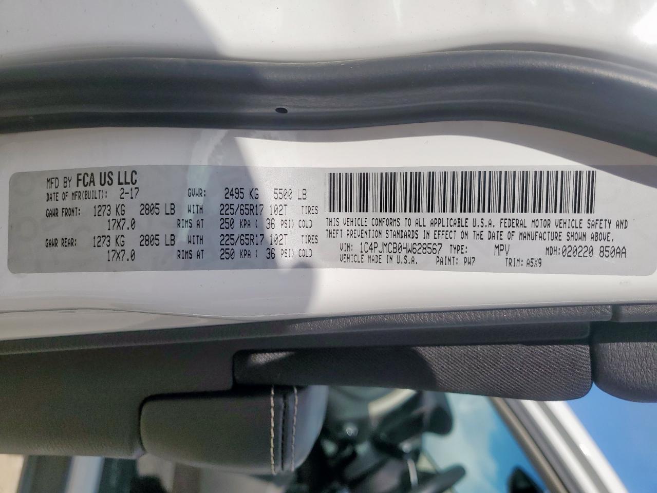 2017 Jeep Cherokee Latitude VIN: 1C4PJMCB0HW628567 Lot: 85402955