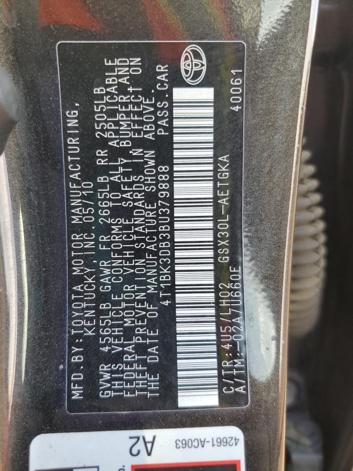 2011 Toyota Avalon Base VIN: 4T1BK3DB3BU379888 Lot: 89650965