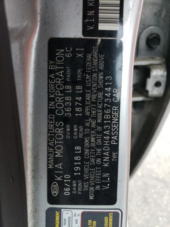 2011 Kia Rio Base VIN: KNADH4A31B6734413 Lot: 90096355