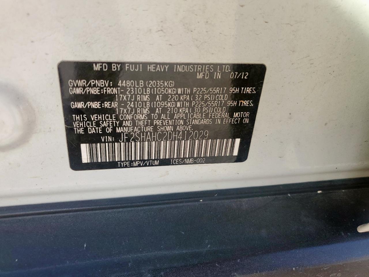 2013 Subaru Forester Touring VIN: JF2SHAHC2DH412029 Lot: 82295635