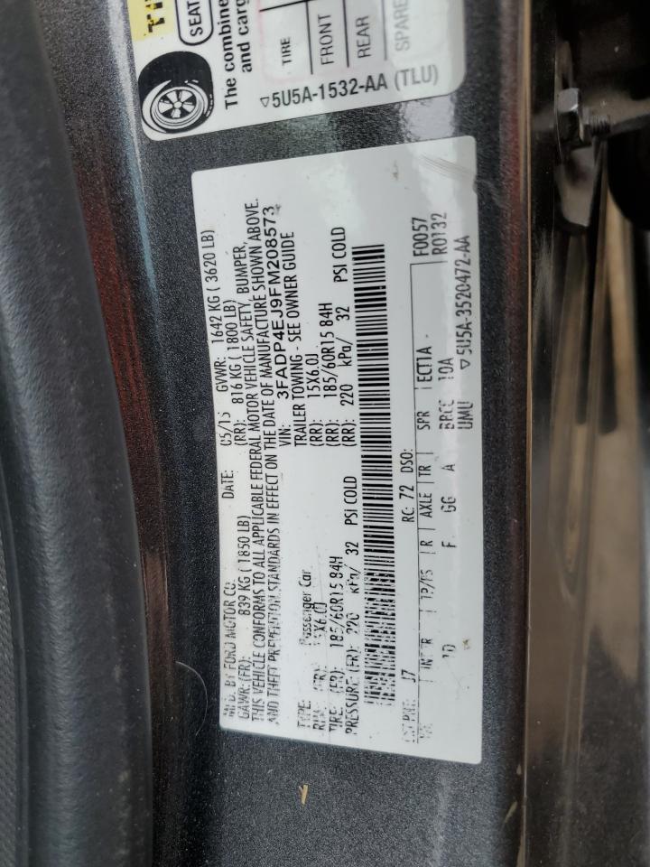 2015 Ford Fiesta Se VIN: 3FADP4EJ9FM208573 Lot: 82220095