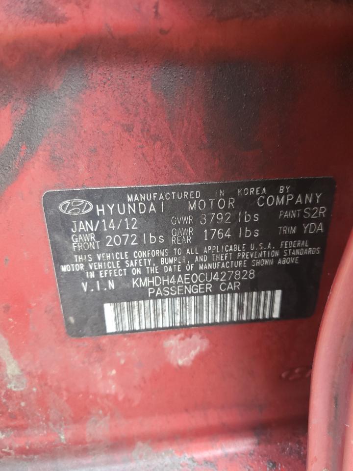 2012 Hyundai Elantra Gls VIN: KMHDH4AE0CU427828 Lot: 82284695