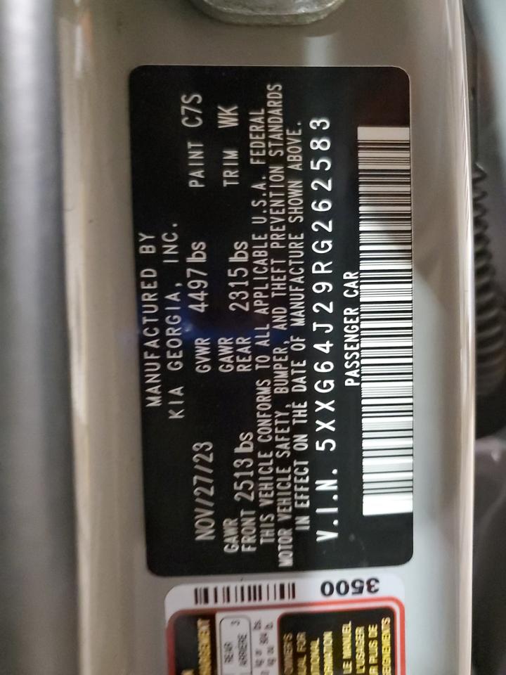 2024 Kia K5 Gt Line VIN: 5XXG64J29RG262583 Lot: 89631535