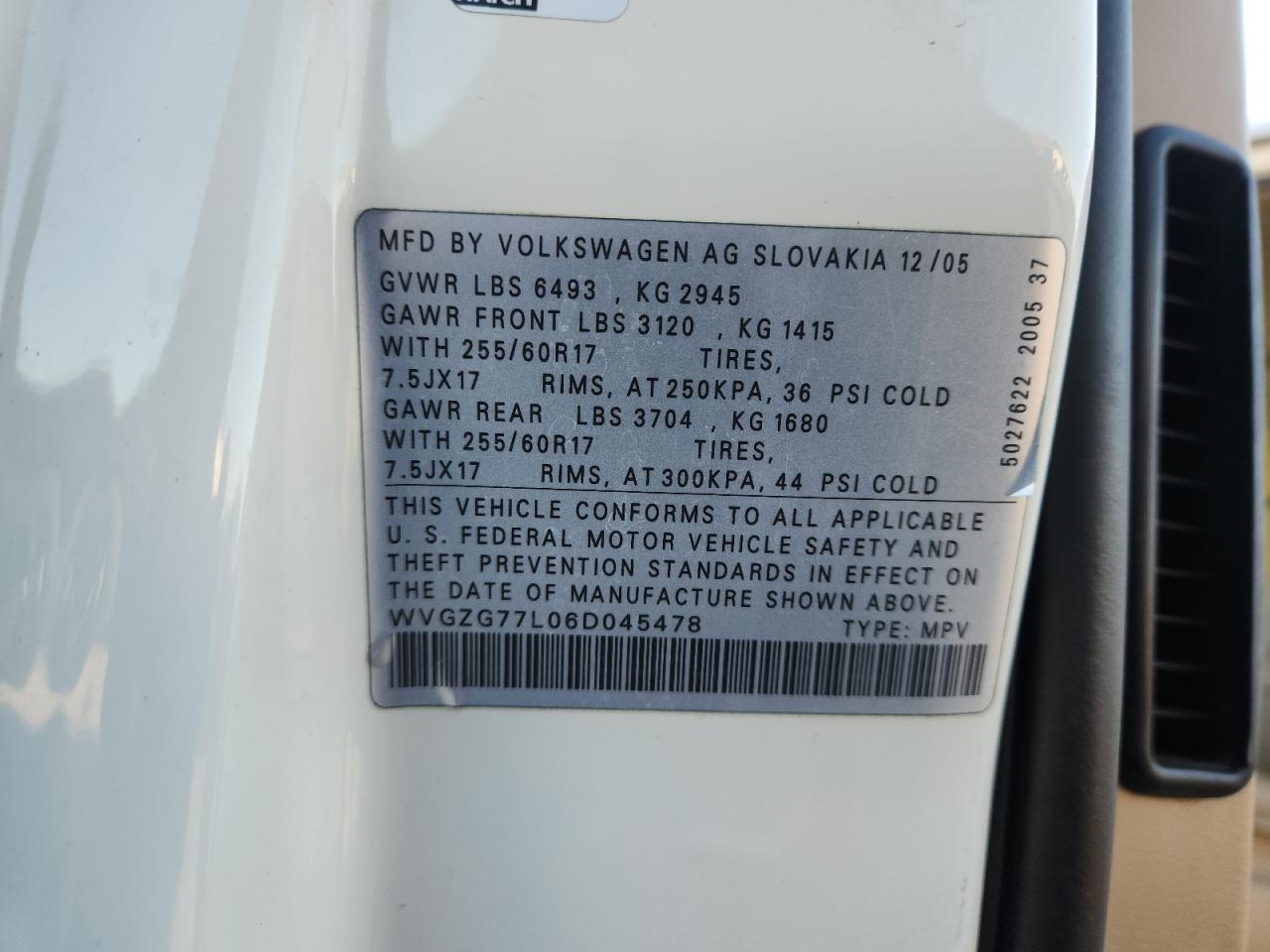 2006 Volkswagen Touareg 3.2 VIN: WVGZG77L06D045478 Lot: 90643355