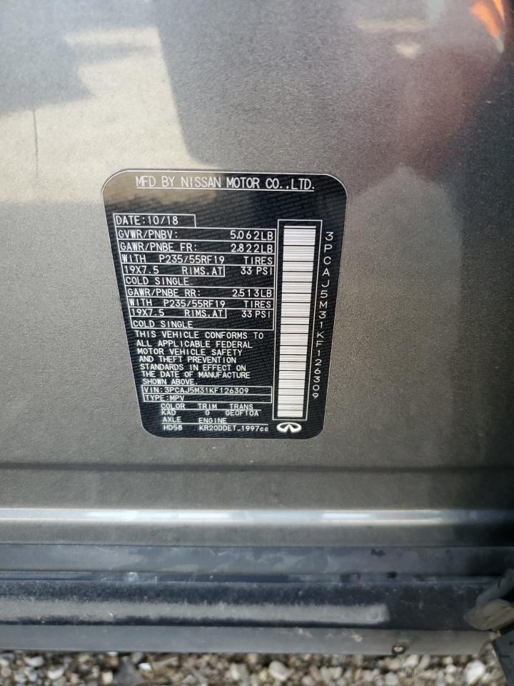 2019 Infiniti Qx50 Essential VIN: 3PCAJ5M31KF126309 Lot: 90241095