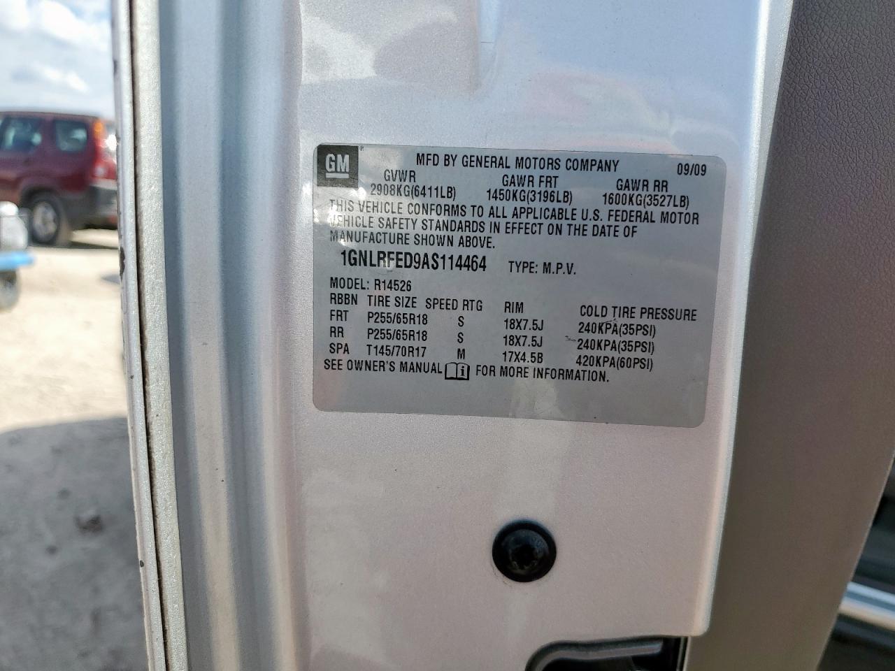 2010 Chevrolet Traverse Lt VIN: 1GNLRFED9AS114464 Lot: 85860615