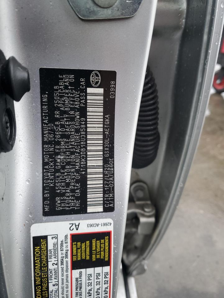 2011 Toyota Avalon Base VIN: 4T1BK3DB1BU385849 Lot: 86248825