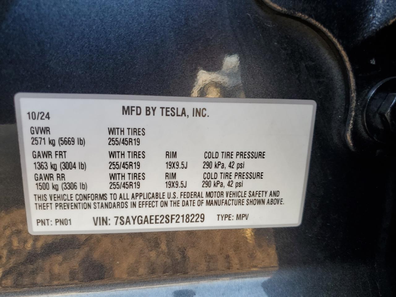 2025 Tesla Model Y VIN: 7SAYGAEE2SF218229 Lot: 84790895