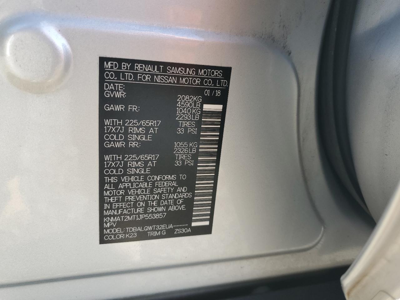 2018 Nissan Rogue S VIN: KNMAT2MT1JP553857 Lot: 81915795