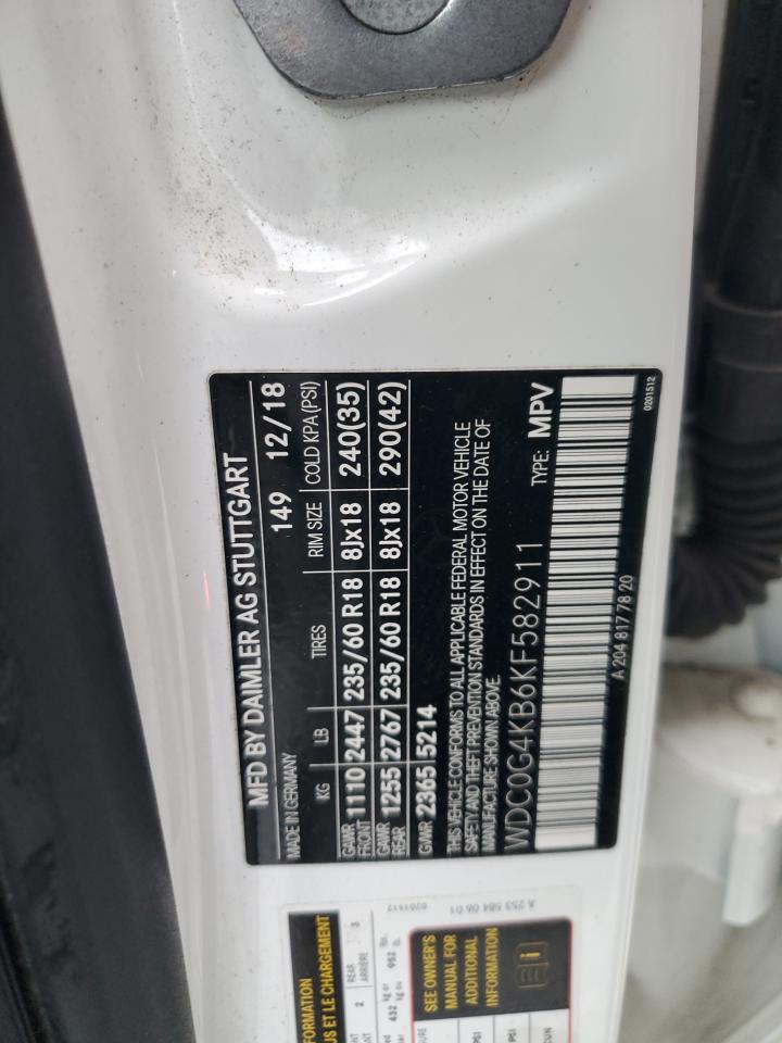 2019 Mercedes-Benz Glc 300 4Matic VIN: WDC0G4KB6KF582911 Lot: 90592165