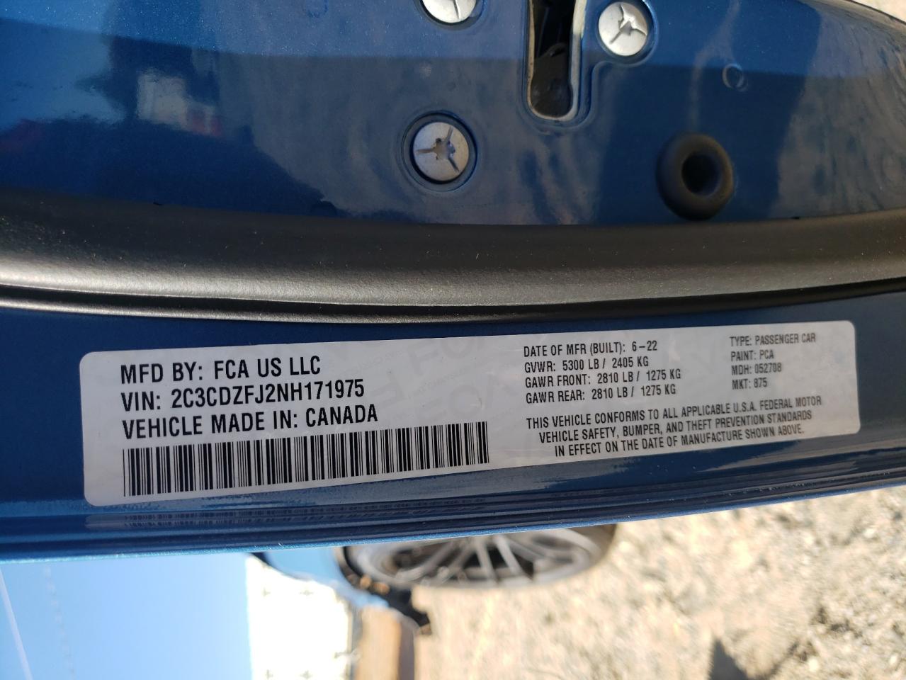 2022 Dodge Challenger R/T Scat Pack VIN: 2C3CDZFJ2NH171975 Lot: 87460435