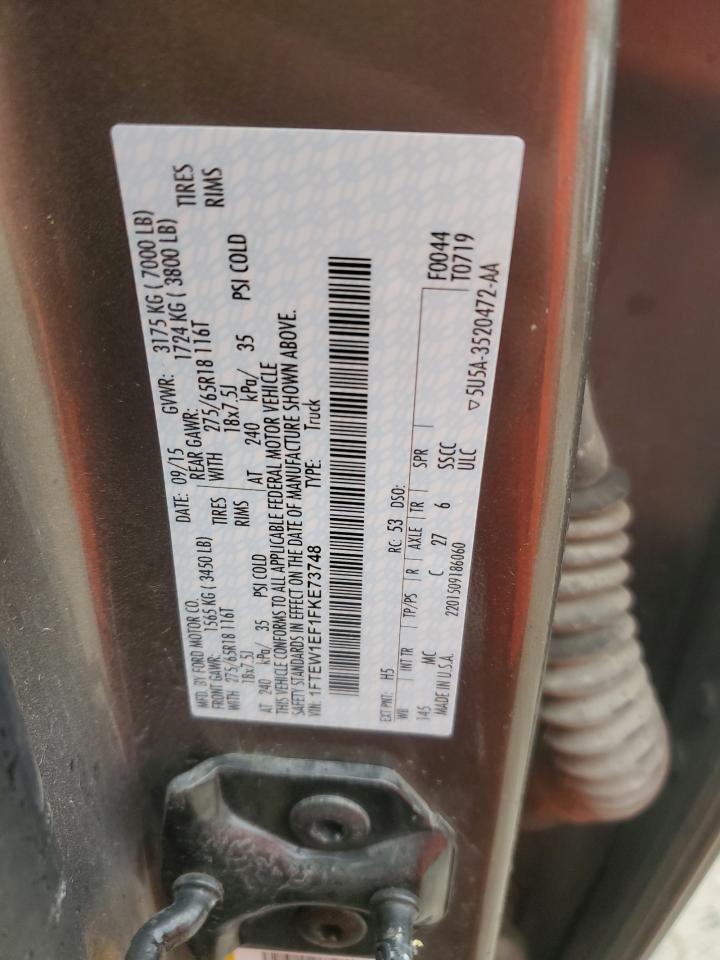 2015 Ford F150 Supercrew VIN: 1FTEW1EF1FKE73748 Lot: 90114235