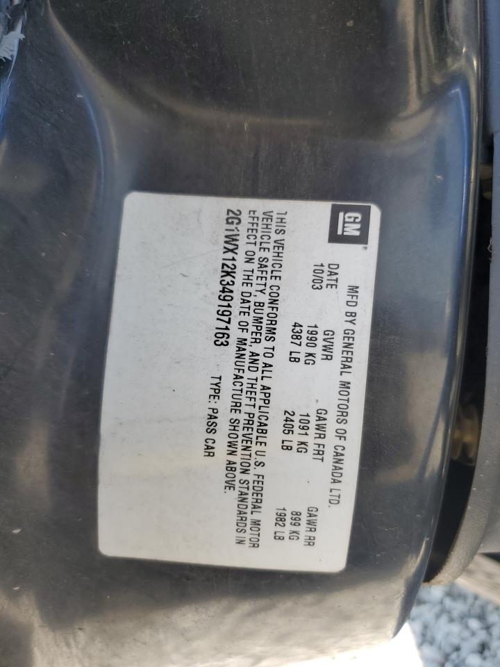 2004 Chevrolet Monte Carlo Ss VIN: 2G1WX12K349197163 Lot: 86064475