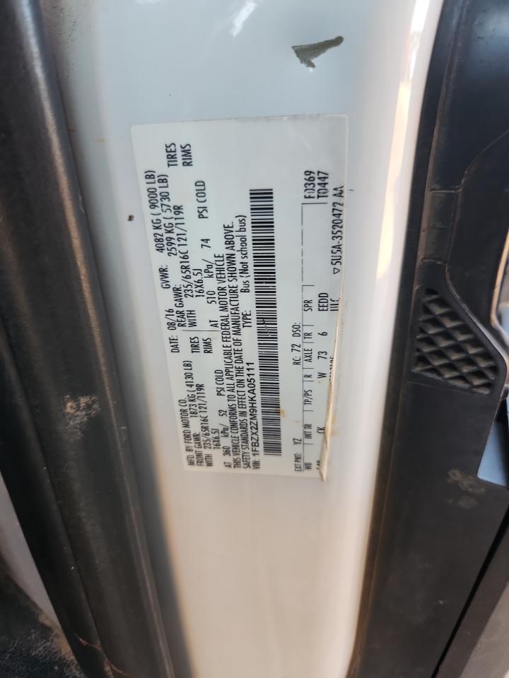 2017 Ford Transit T-350 VIN: 1FBZX2ZM9HKA05111 Lot: 89852705