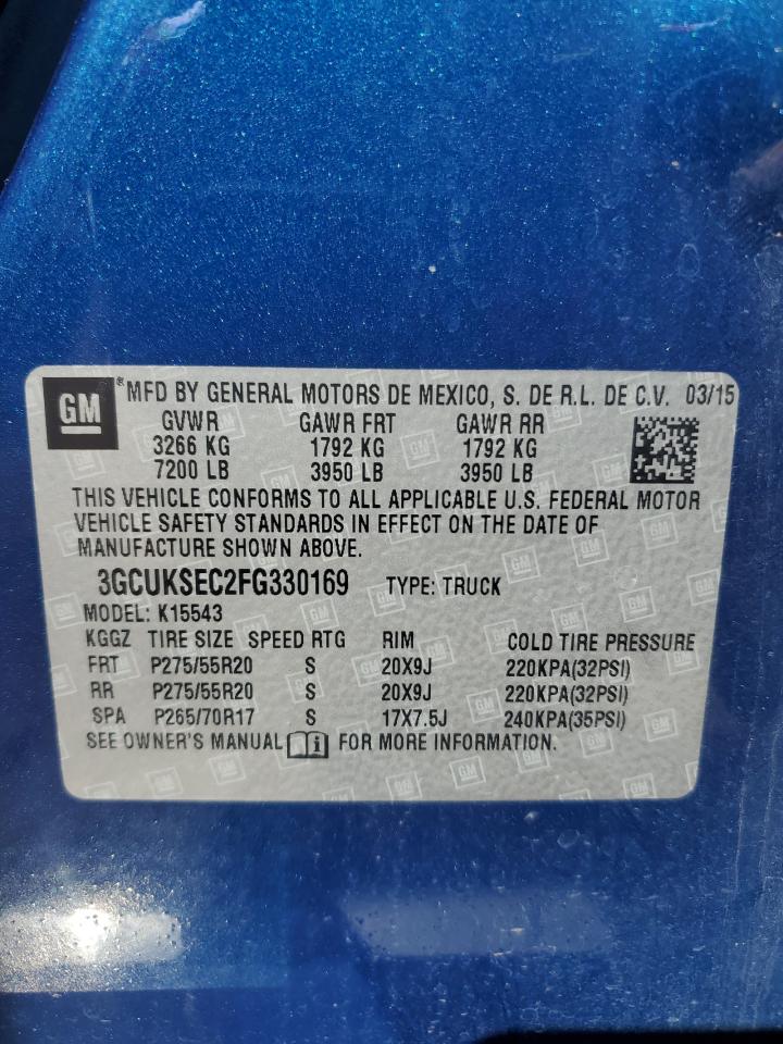 2015 Chevrolet Silverado K1500 Ltz VIN: 3GCUKSEC2FG330169 Lot: 82338095