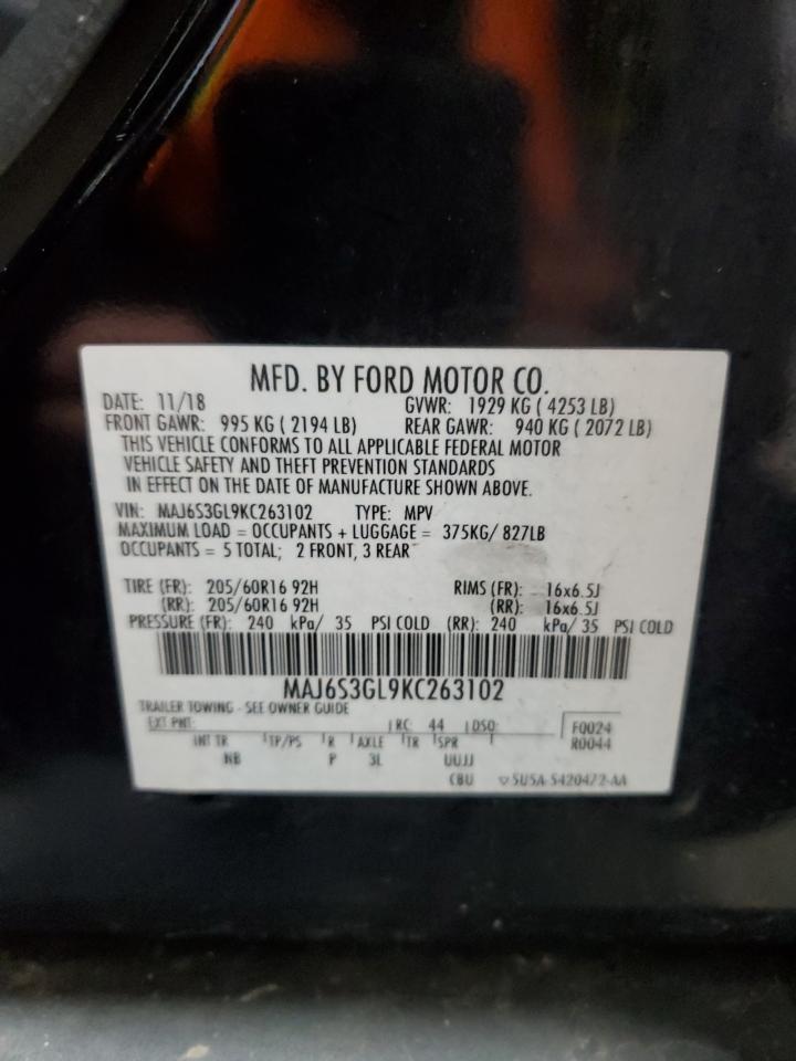 2019 Ford Ecosport Se VIN: MAJ6S3GL9KC263102 Lot: 89449875