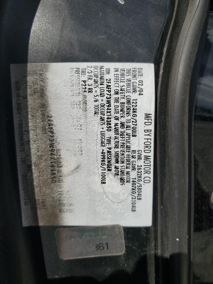 2004 Ford Crown Victoria VIN: 2FAFP73W94X143850 Lot: 71508995