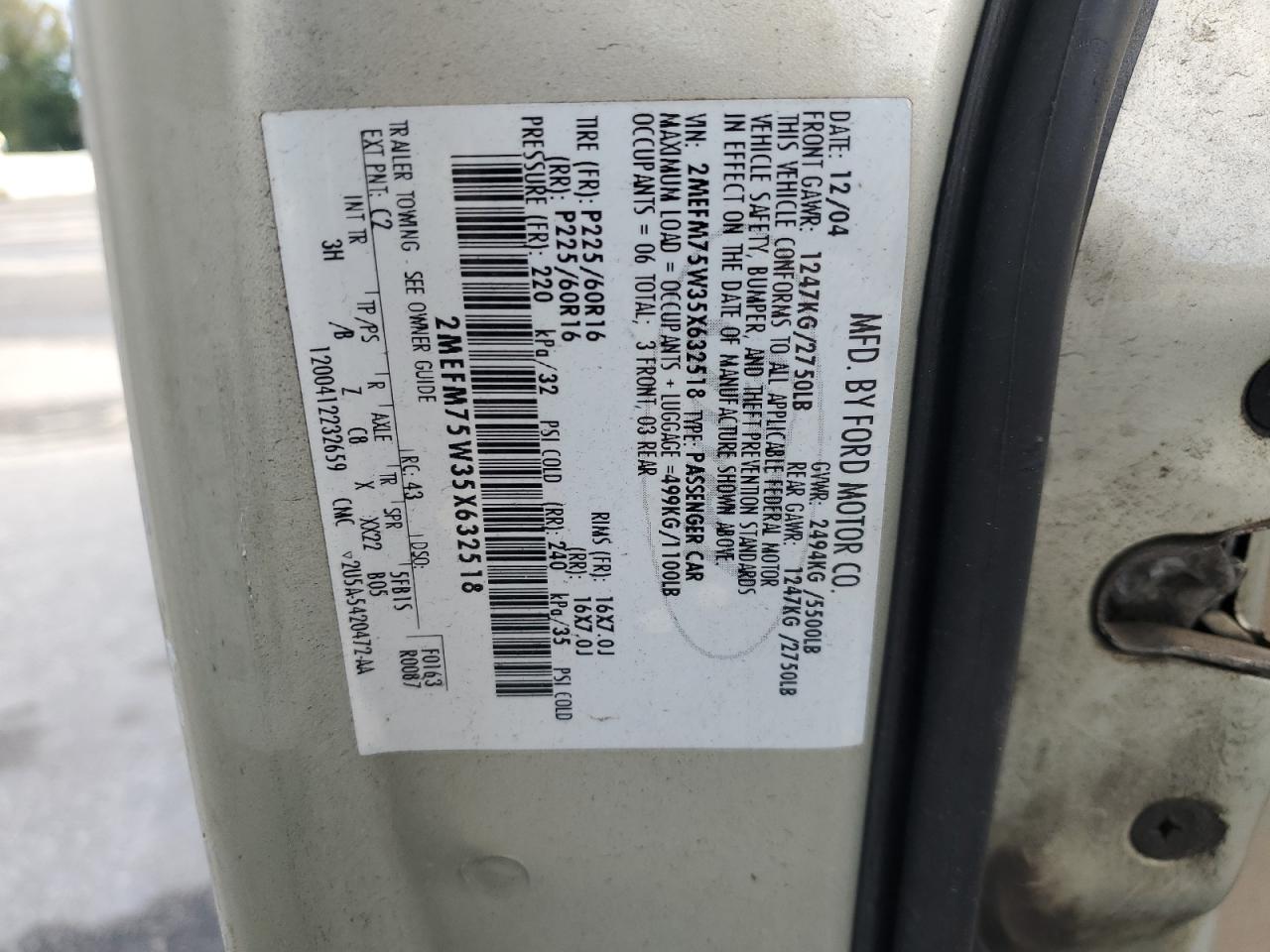 2005 Mercury Grand Marquis Ls VIN: 2MEFM75W35X632518 Lot: 82472815