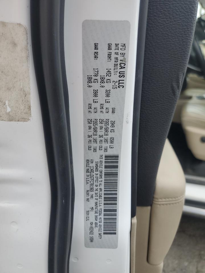 2015 Dodge Durango Limited VIN: 1C4RDJDG7FC781969 Lot: 86335745