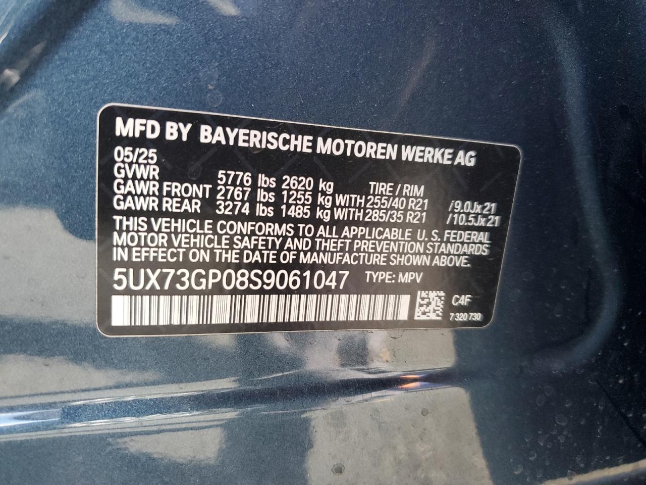 2025 BMW X3 M50 VIN: 5UX73GP08S9061047 Lot: 82517585