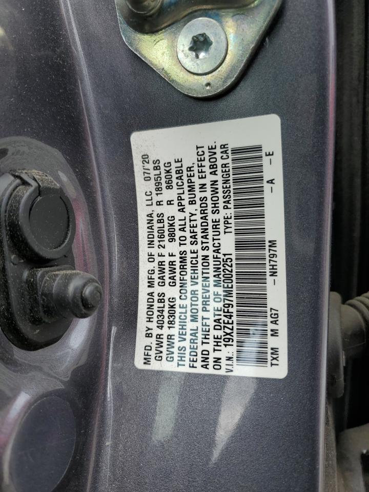 2021 Honda Insight Touring VIN: 19XZE4F97ME002251 Lot: 85851875