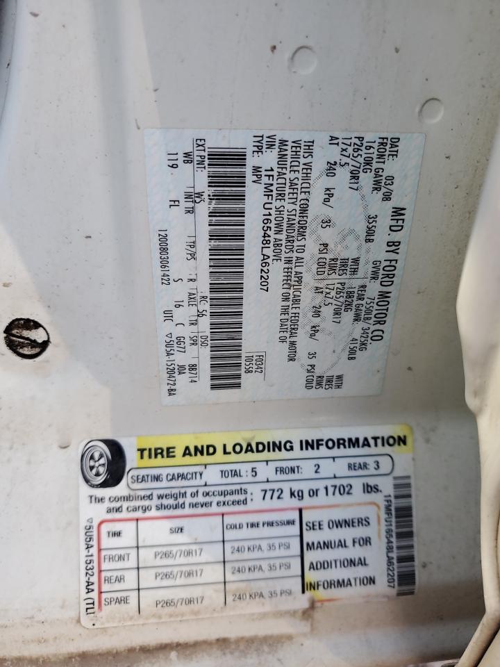 2008 Ford Expedition Xlt VIN: 1FMFU16548LA62207 Lot: 84996575