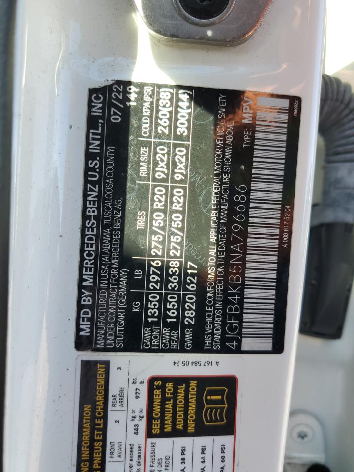 2022 Mercedes-Benz Gle 350 4Matic VIN: 4JGFB4KB5NA796686 Lot: 86499935