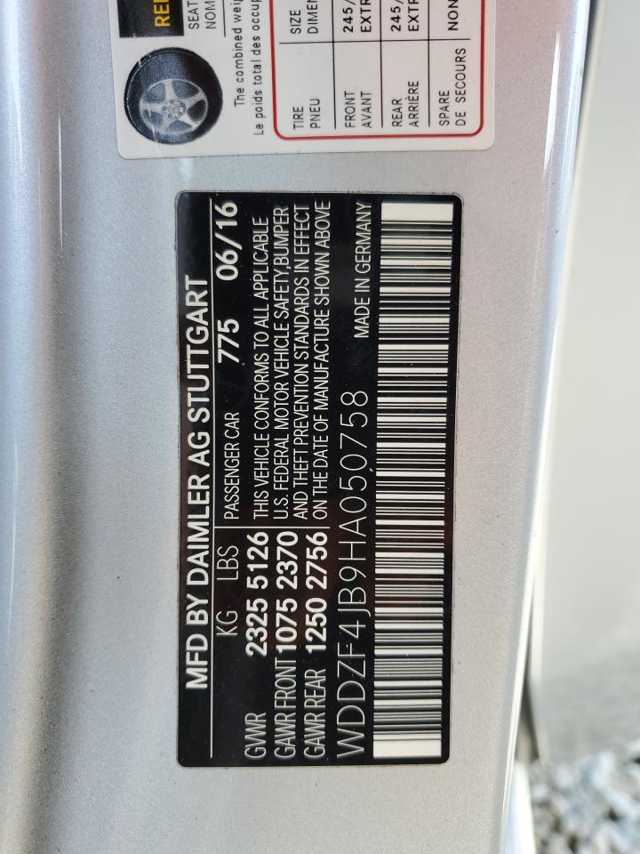 2017 Mercedes-Benz E 300 VIN: WDDZF4JB9HA050758 Lot: 84990625