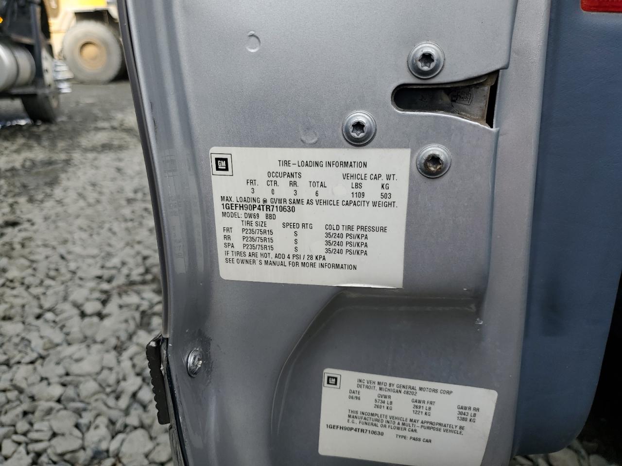 1996 Cadillac Commercial Chassis VIN: 1GEFH90P4TR710630 Lot: 86798735