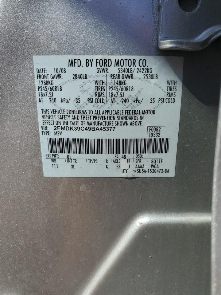 2009 Ford Edge Limited VIN: 2FMDK39C49BA45377 Lot: 84968585