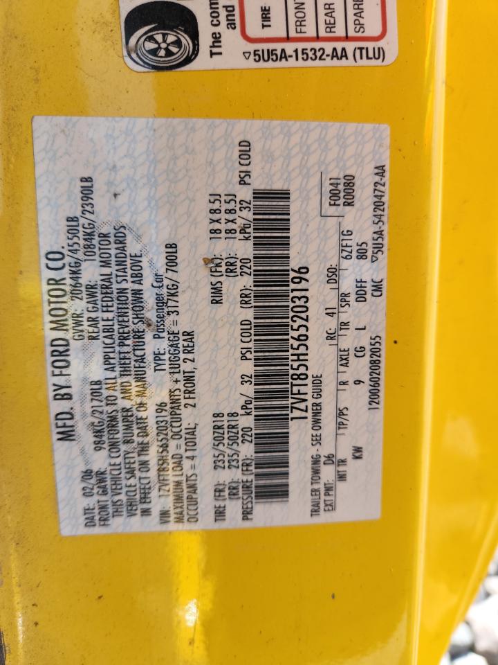 2006 Ford Mustang Gt VIN: 1ZVFT85H565203196 Lot: 86549615