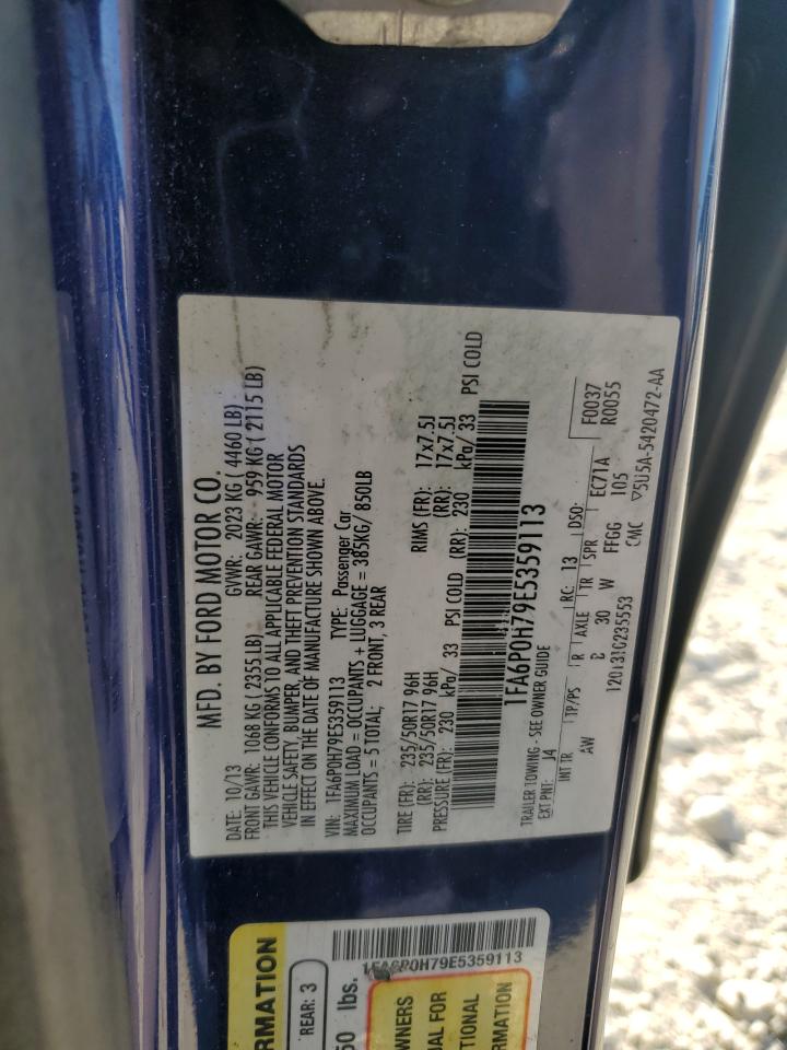 2014 Ford Fusion Se VIN: 1FA6P0H79E5359113 Lot: 87001075