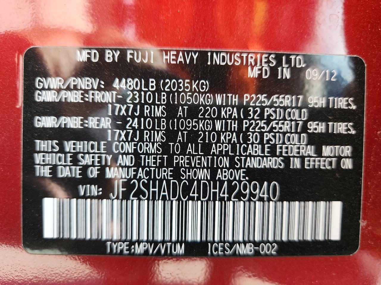 2013 Subaru Forester 2.5X Premium VIN: JF2SHADC4DH429940 Lot: 81997355