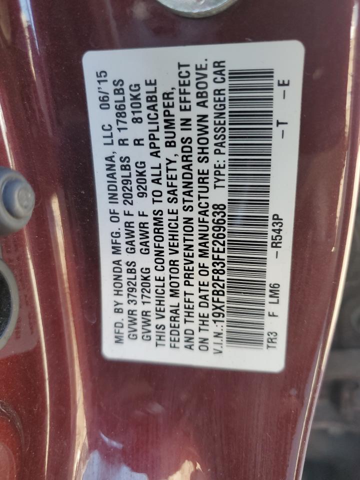 2015 Honda Civic Ex VIN: 19XFB2F83FE269638 Lot: 82251865