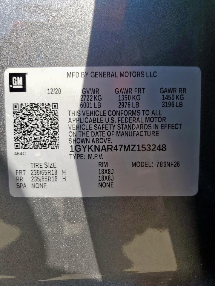 2021 Cadillac Xt5 Luxury VIN: 1GYKNAR47MZ153248 Lot: 84469315