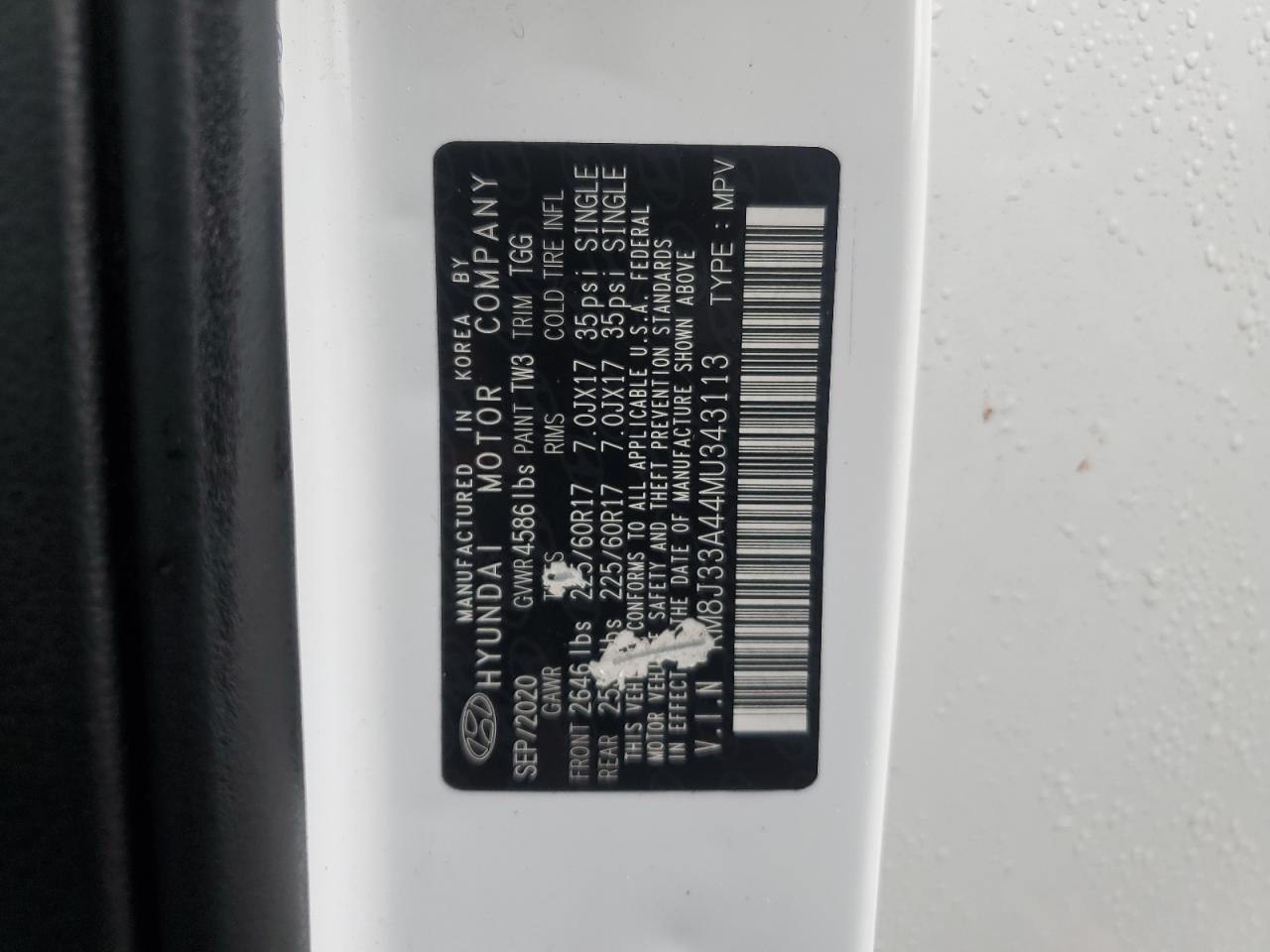 2021 Hyundai Tucson Limited VIN: KM8J33A44MU343113 Lot: 82375855