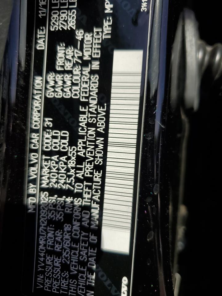 YV440MRU7H2092025 VOLVO XC60 2017 BLACK Photo 13