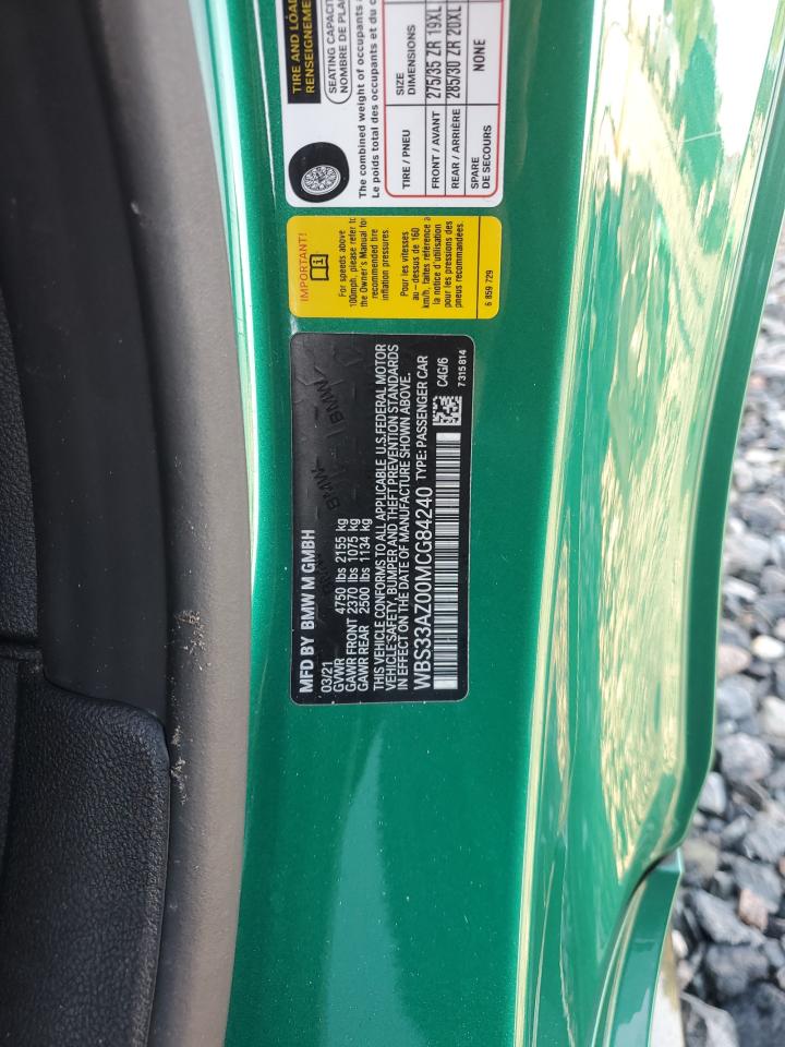 2021 BMW M4 Competition VIN: WBS33AZ00MCG84240 Lot: 71015465