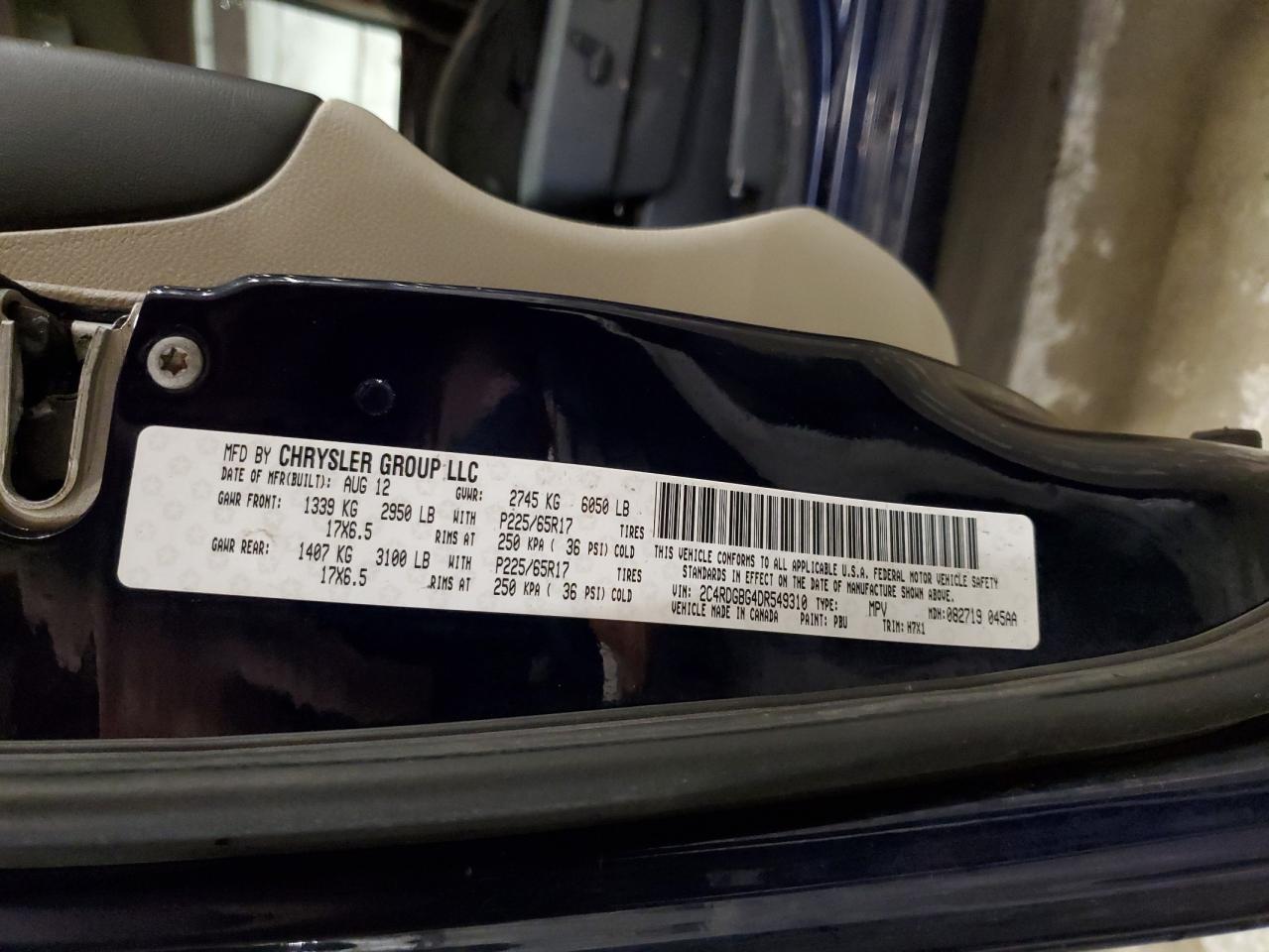 2013 Dodge Grand Caravan Se VIN: 2C4RDGBG4DR549310 Lot: 82528235