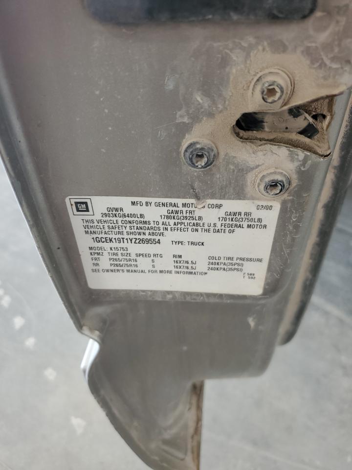 2000 Chevrolet Silverado K1500 VIN: 1GCEK19T1YZ269554 Lot: 84383165