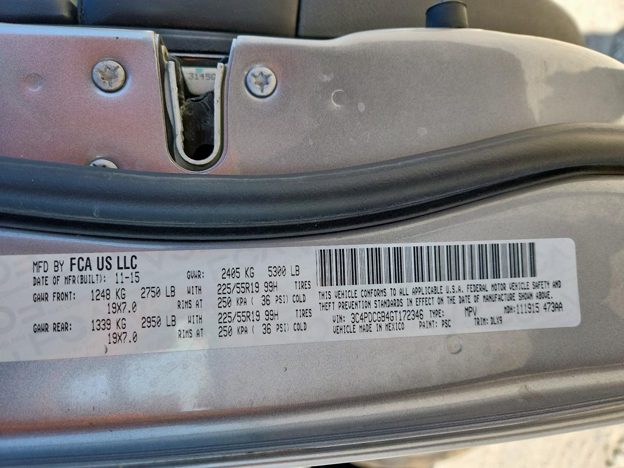 2016 Dodge Journey Crossroad VIN: 3C4PDCGB4GT172346 Lot: 86464465