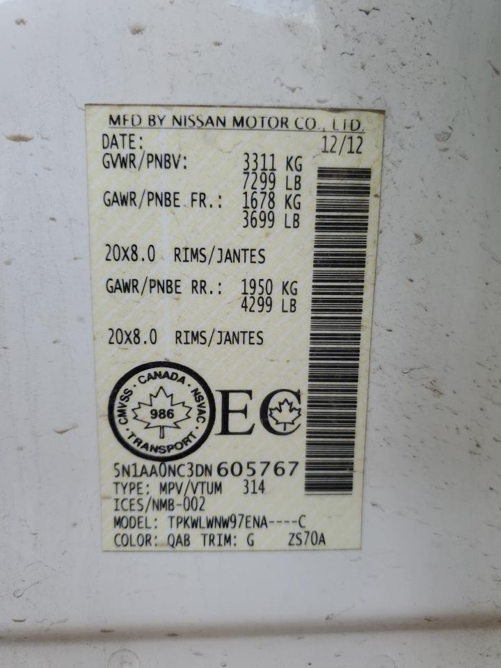 2013 Nissan Armada Sv VIN: 5N1AA0NC3DN605767 Lot: 82175615